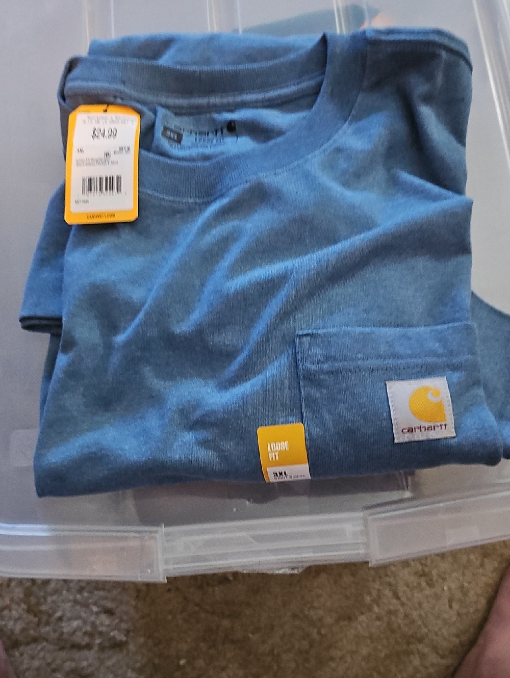Carhartt Blue Pocket Tee with Logo Patch